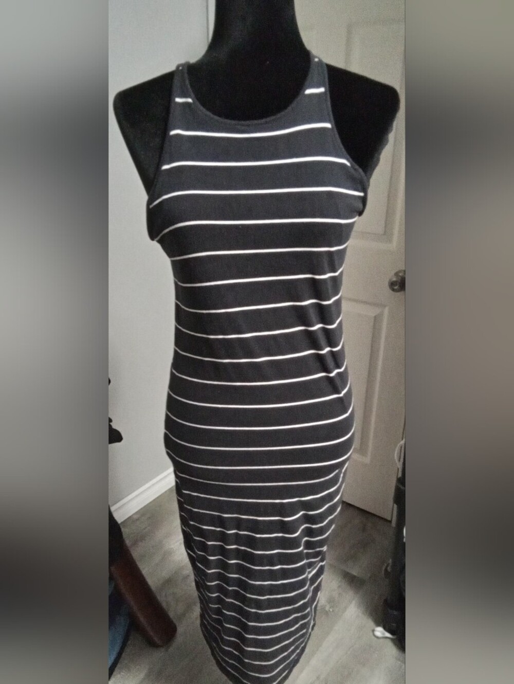 Athleta Smal Black And White Striped Midi Dress